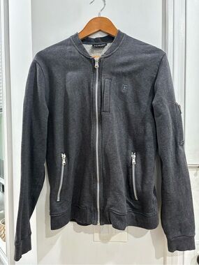 The Kooples grey cotton zip-up bomber jacket